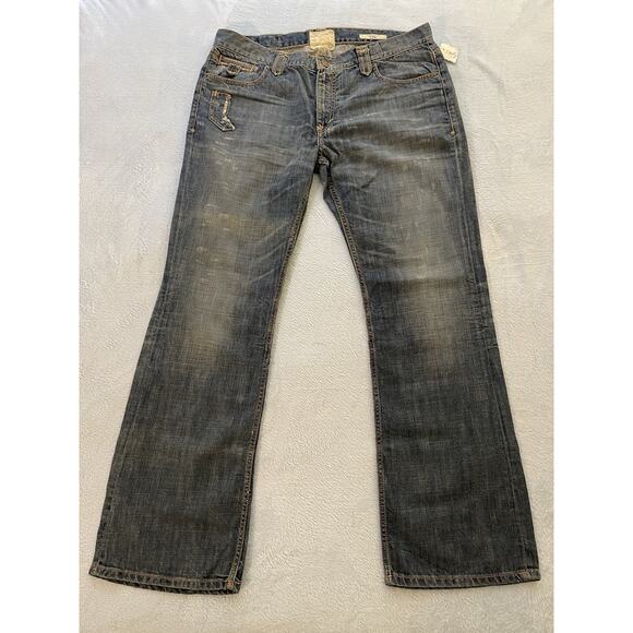 Jimmy Taverniti Meg Jeans Distressed Mens Boot Cut Fits Size 40 Orange Stitching